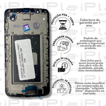 FRONTAL LG K10 2016 TV *PRETO* *COM ARO ORIGINAL NN* ( M4007 )