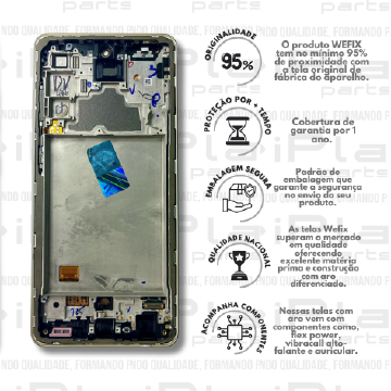 FRONTAL SAMSUNG A72 *COM ARO PRATA / BRANCO NACIONAL WEFIX* ( W2097 )