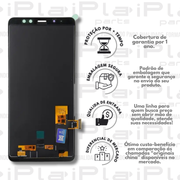 FRONTAL SAMSUNG A730 / A8 PLUS *PRETO SEM ARO INCELL NN*  ( M2121 )