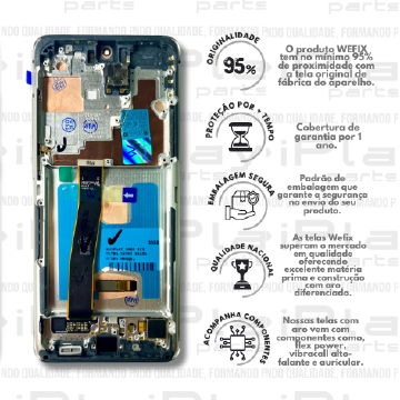 FRONTAL SAMSUNG S20 ULTRA *COM ARO PRATA NACIONAL WEFIX* ( W2206 )