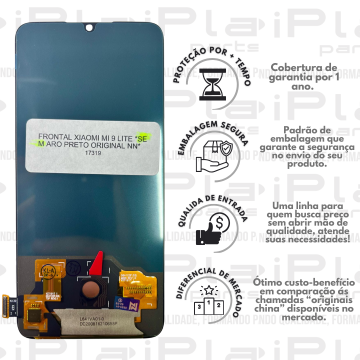 FRONTAL XIAOMI MI 9 LITE *SEM ARO PRETO ORIGINAL NN* ( M6008 )