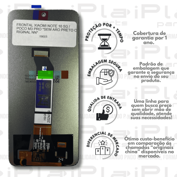FRONTAL XIAOMI NOTE 10 5G / POCO M3 PRO *SEM ARO PRETO ORIGINAL NN* ( M6058 )