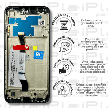 FRONTAL XIAOMI NOTE 8 *COM ARO PRETO ORIGINAL NN* ( M6075 )