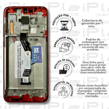 FRONTAL XIAOMI NOTE 8 PRO *COM ARO VERMELHO ORIGINAL NN*