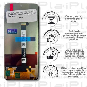 FRONTAL XIAOMI POCO X3 / POCO X3 PRO *SEM ARO PRETO ORIGINAL NN* ( M6028 )